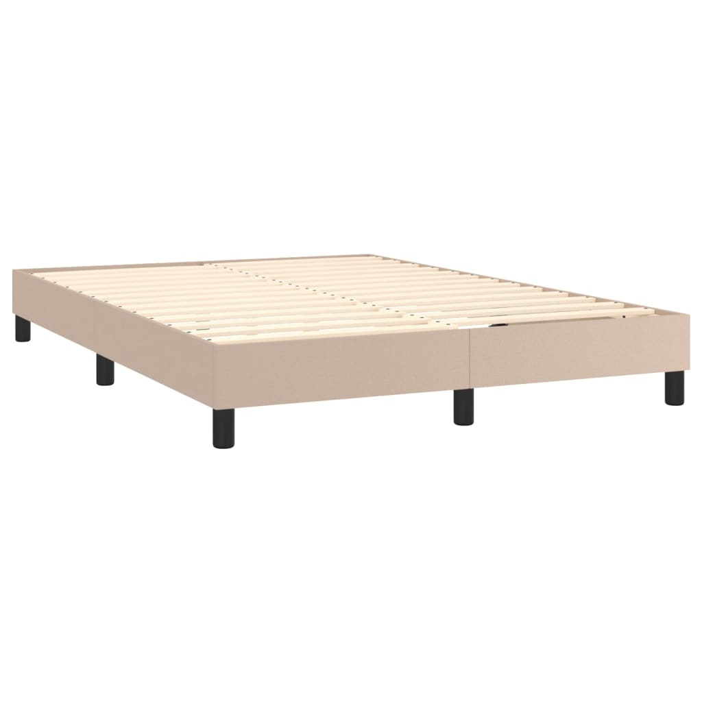 vidaXL Κρεβάτι Boxspring με Στρώμα Καπουτσίνο 140x190εκ.από Συνθ.Δέρμα