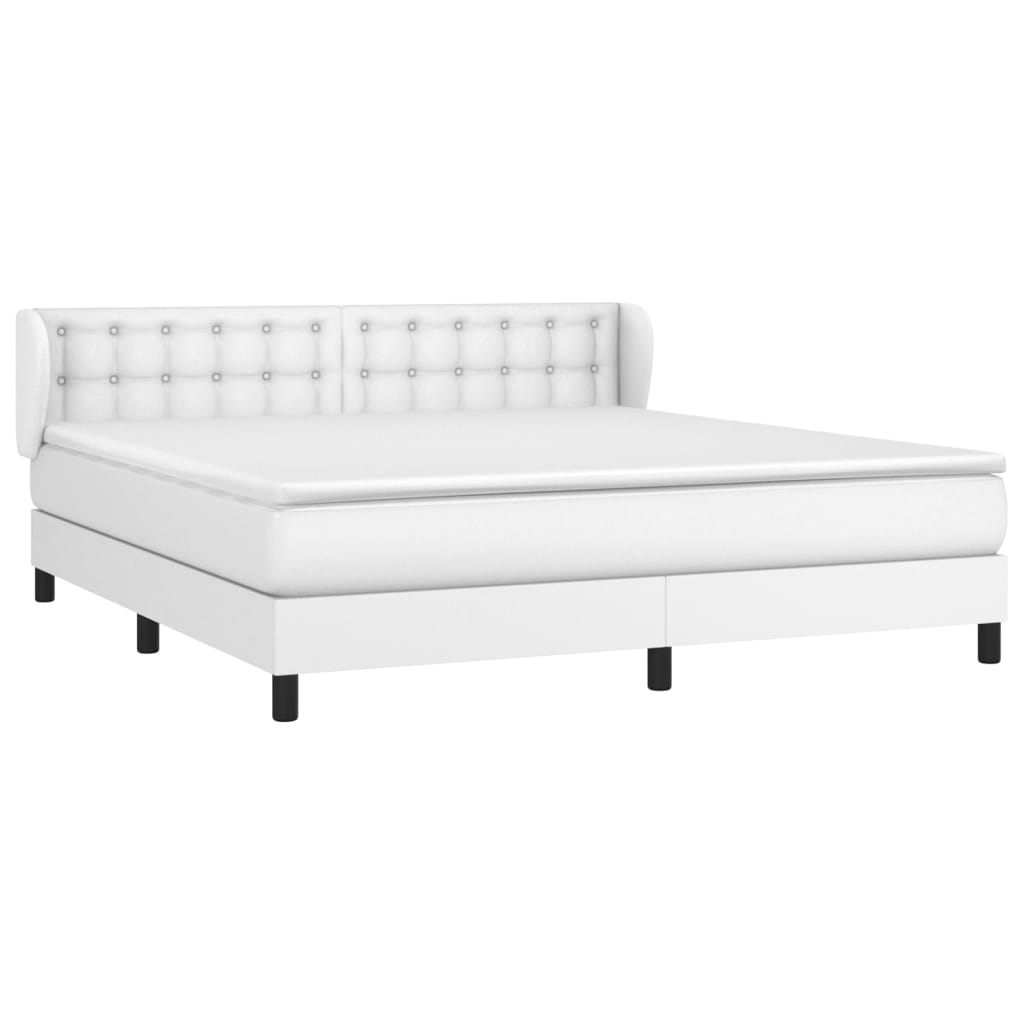 vidaXL Κρεβάτι Boxspring με Στρώμα Λευκό 160x200εκ.από Συνθετικό Δέρμα