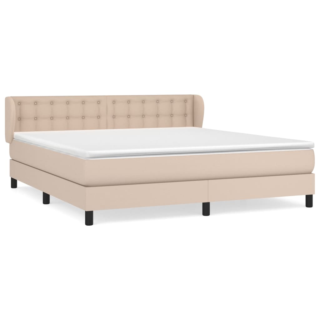 vidaXL Κρεβάτι Boxspring με Στρώμα Καπουτσίνο 160x200εκ.από Συνθ.Δέρμα