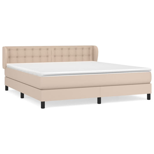 vidaXL Κρεβάτι Boxspring με Στρώμα Καπουτσίνο 160x200εκ.από Συνθ.Δέρμα