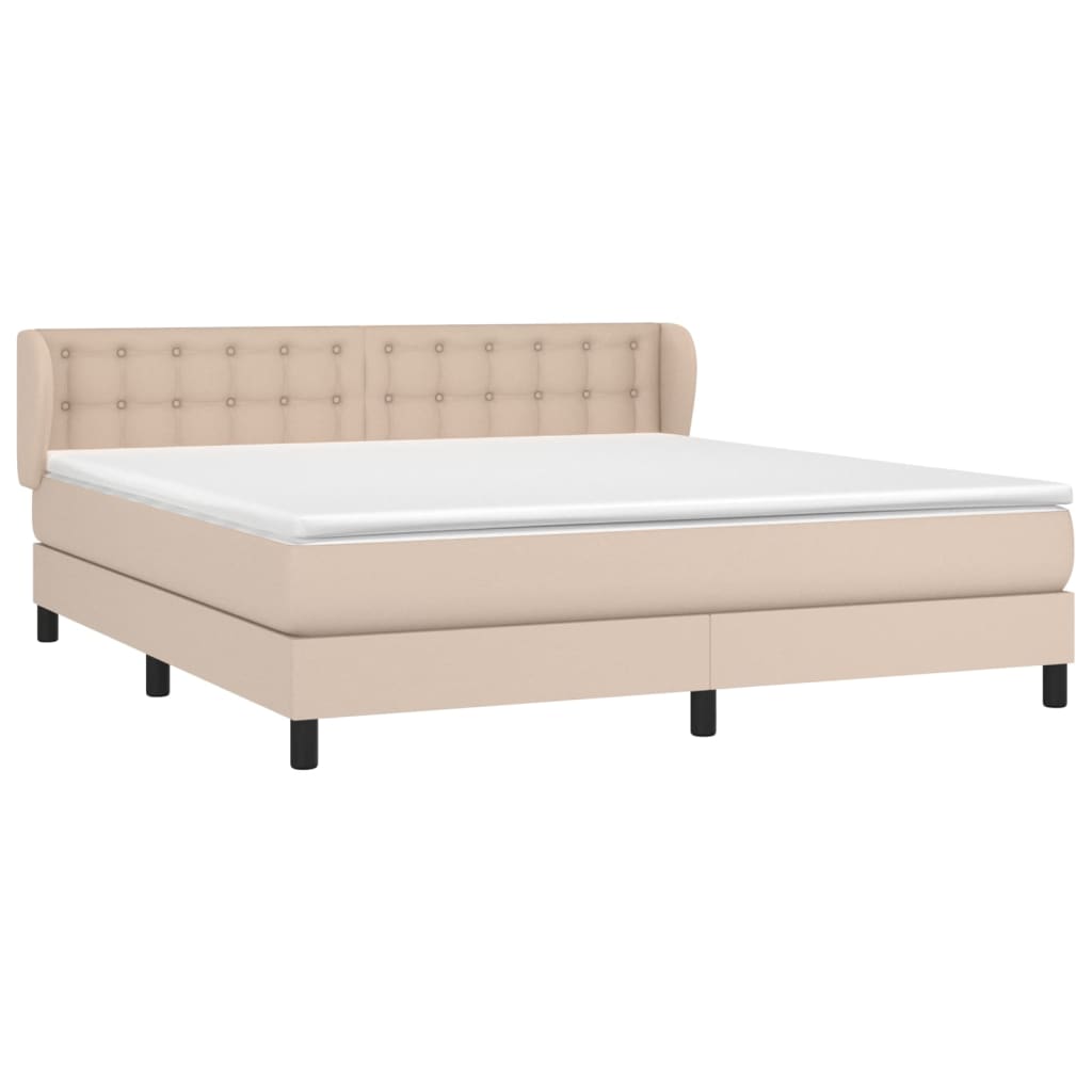vidaXL Κρεβάτι Boxspring με Στρώμα Καπουτσίνο 160x200εκ.από Συνθ.Δέρμα