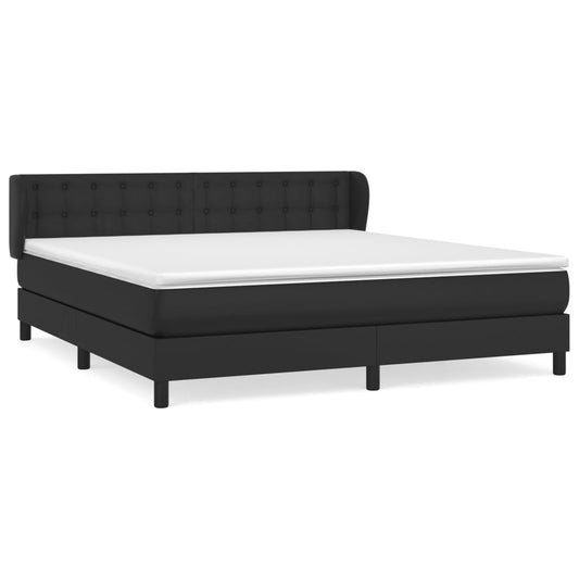 vidaXL Κρεβάτι Boxspring με Στρώμα Μαύρο 180x200εκ.από Συνθετικό Δέρμα