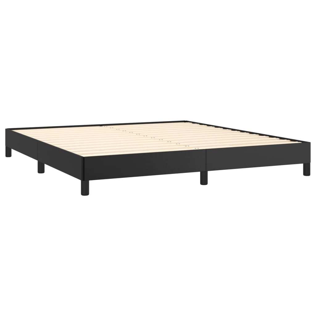 vidaXL Κρεβάτι Boxspring με Στρώμα Μαύρο 180x200εκ.από Συνθετικό Δέρμα