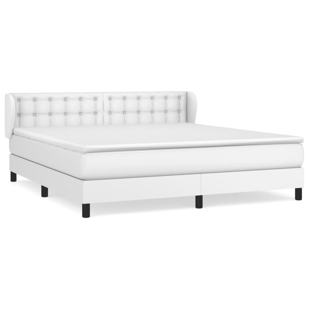 vidaXL Κρεβάτι Boxspring με Στρώμα Λευκό 180x200 εκ. Συνθετικό Δέρμα