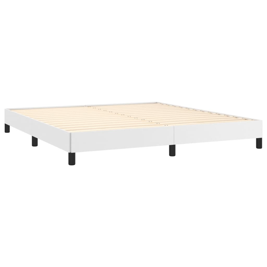 vidaXL Κρεβάτι Boxspring με Στρώμα Λευκό 180x200 εκ. Συνθετικό Δέρμα