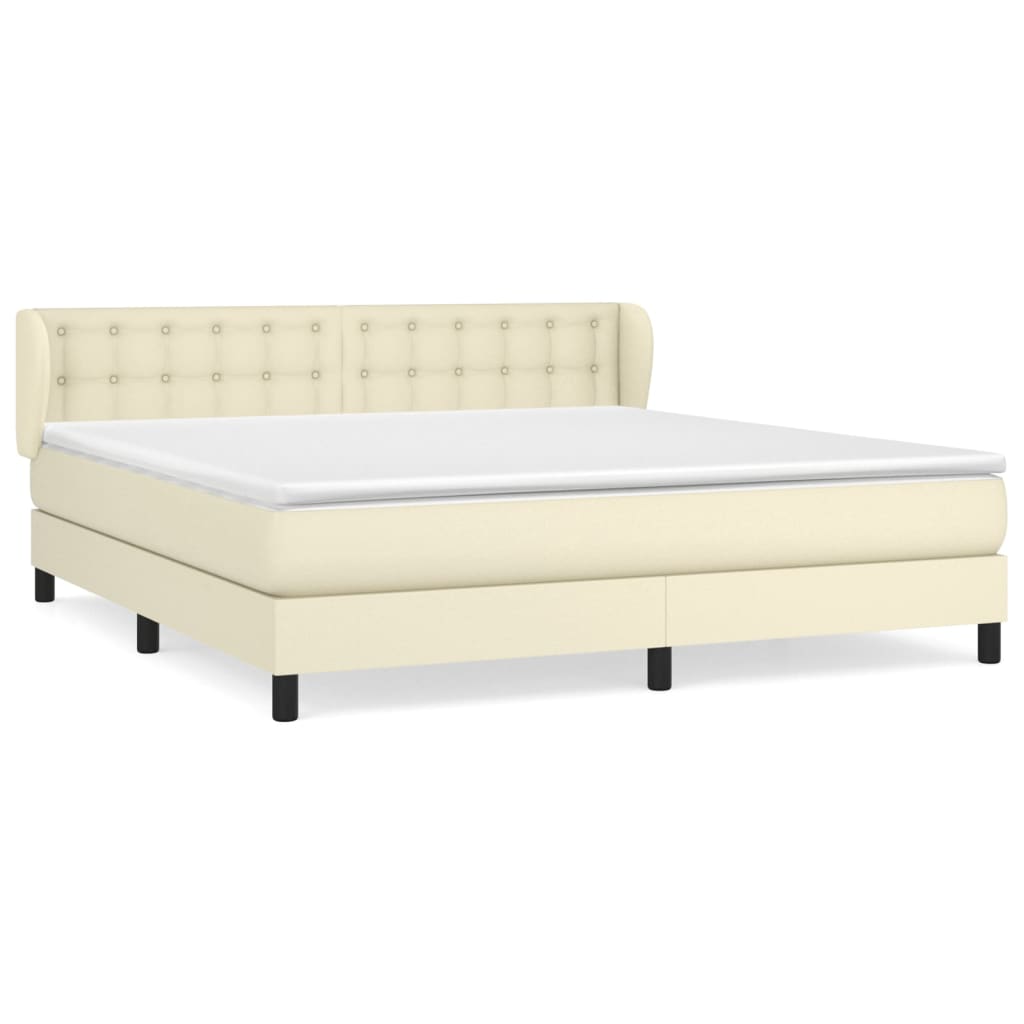 vidaXL Κρεβάτι Boxspring με Στρώμα Κρεμ 180x200 εκ. Συνθετικό Δέρμα
