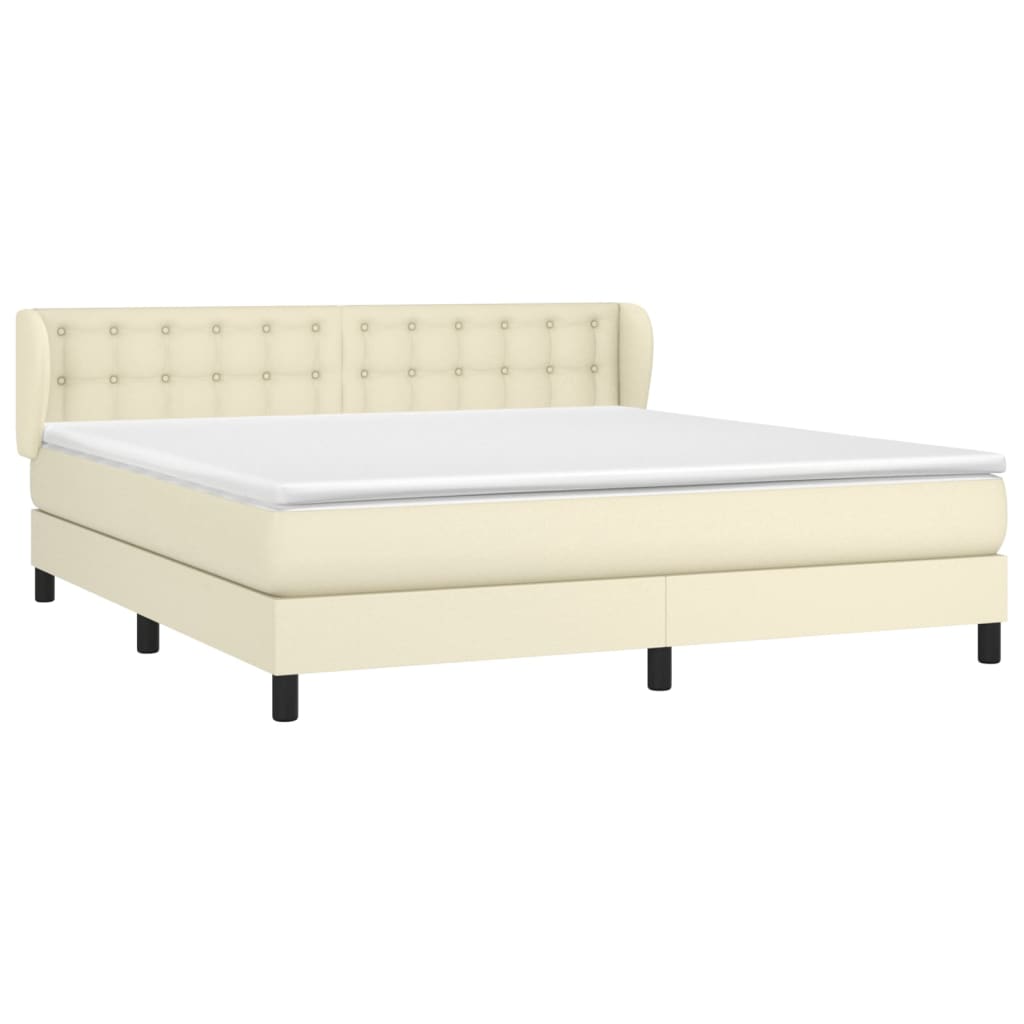 vidaXL Κρεβάτι Boxspring με Στρώμα Κρεμ 180x200 εκ. Συνθετικό Δέρμα