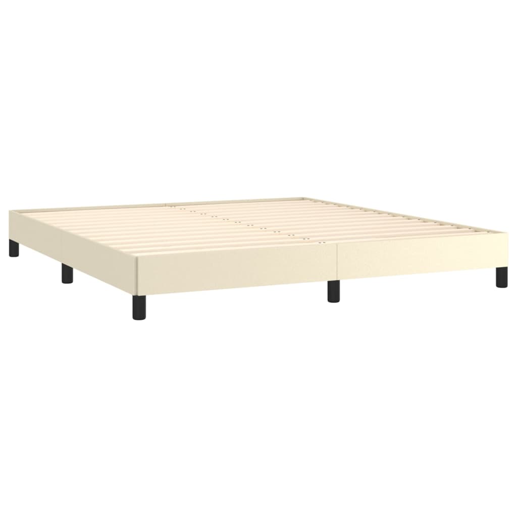 vidaXL Κρεβάτι Boxspring με Στρώμα Κρεμ 180x200 εκ. Συνθετικό Δέρμα