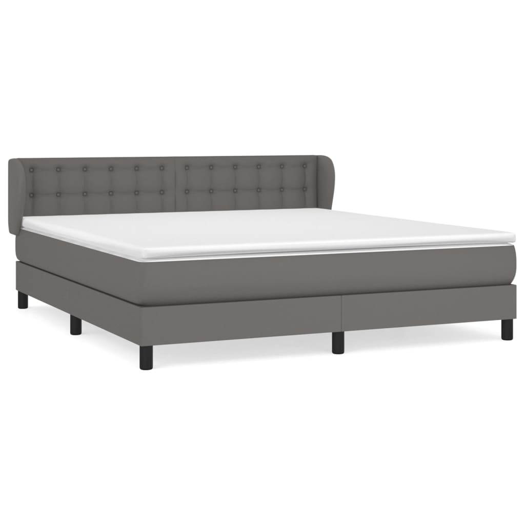 vidaXL Κρεβάτι Boxspring με Στρώμα Γκρι 180x200 εκ. Συνθετικό Δέρμα