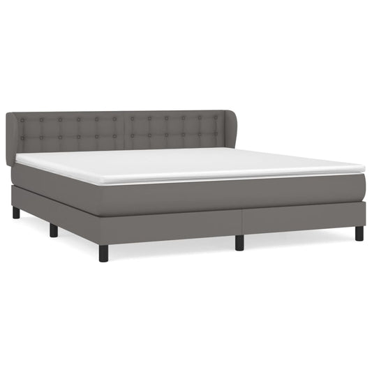 vidaXL Κρεβάτι Boxspring με Στρώμα Γκρι 180x200 εκ. Συνθετικό Δέρμα