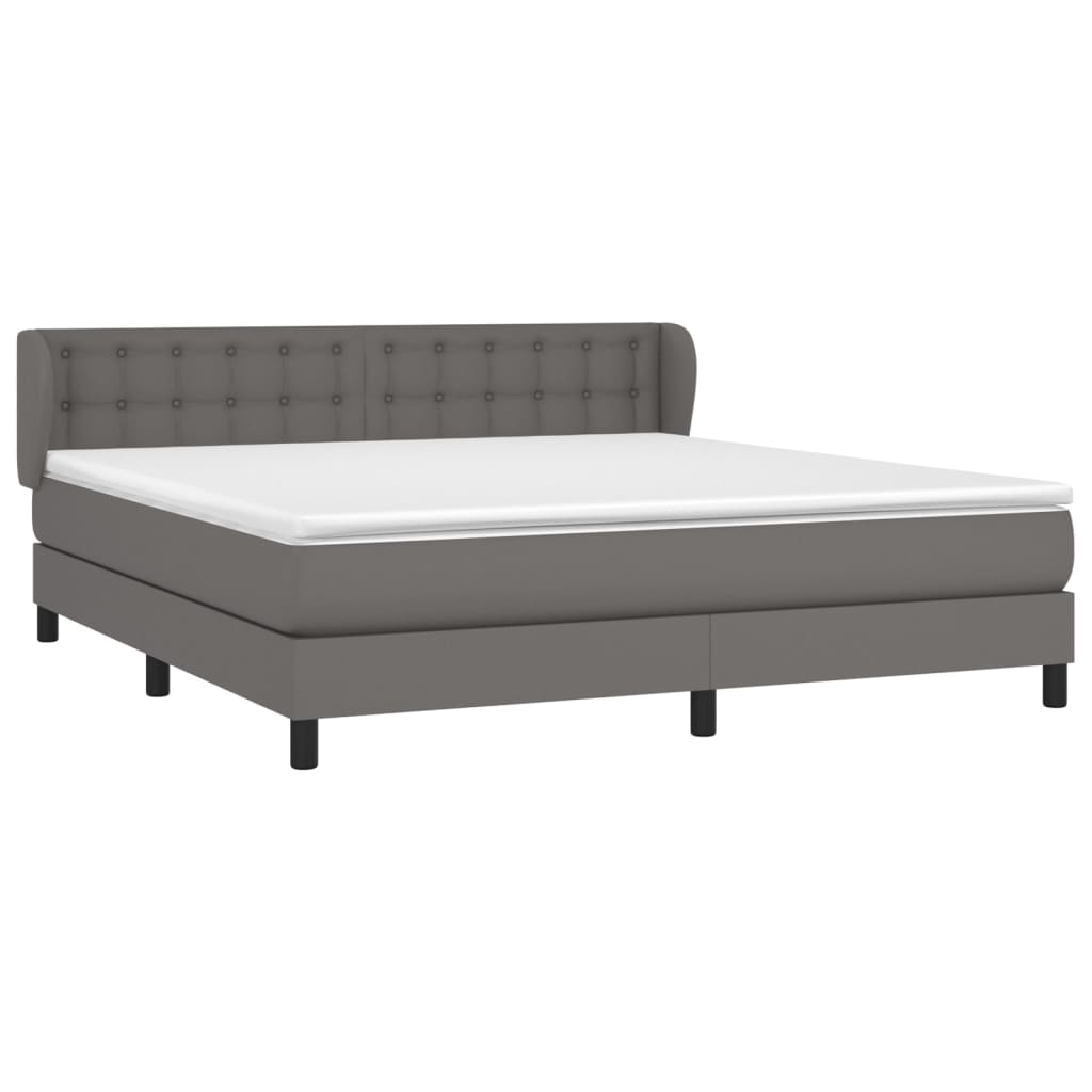 vidaXL Κρεβάτι Boxspring με Στρώμα Γκρι 180x200 εκ. Συνθετικό Δέρμα
