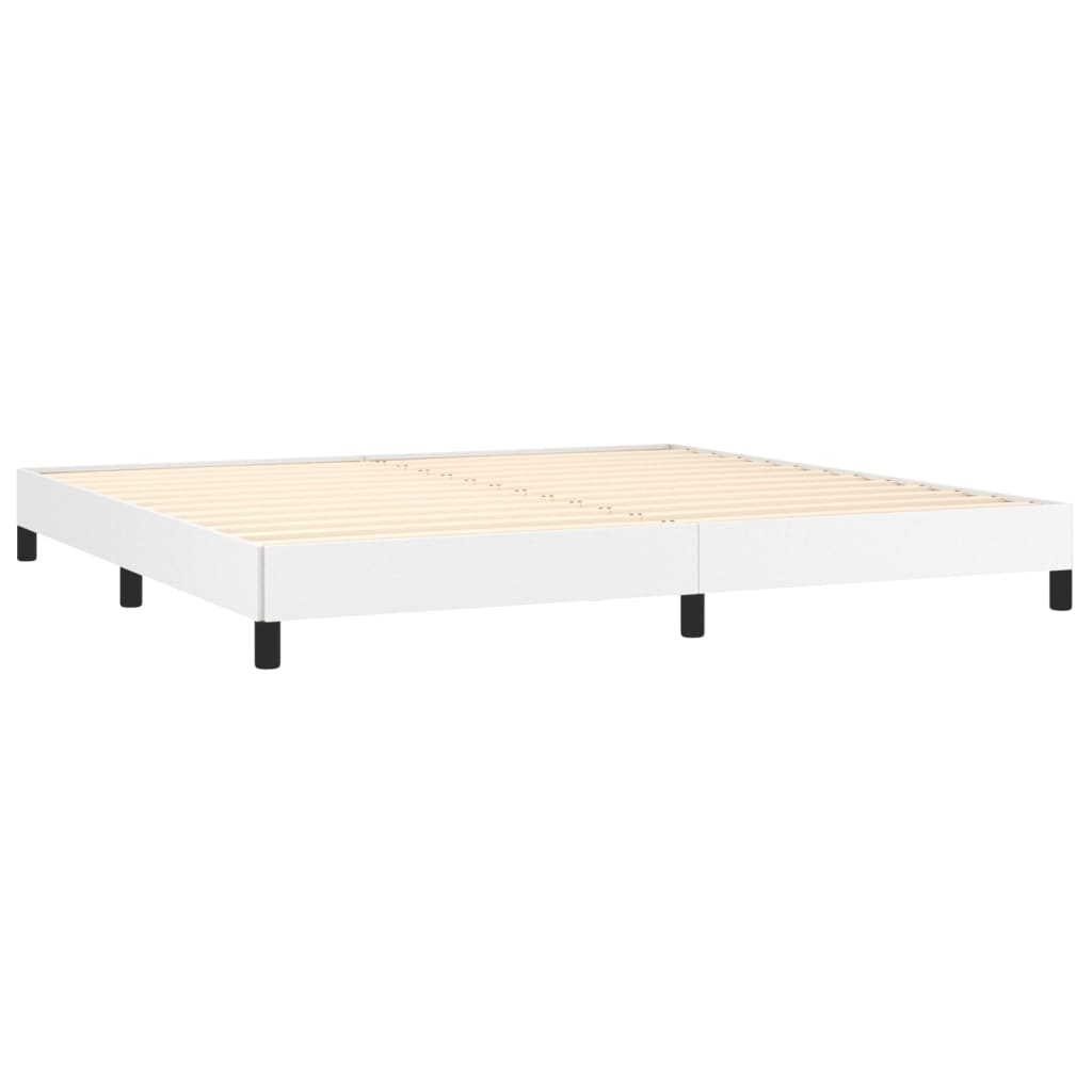 vidaXL Κρεβάτι Boxspring με Στρώμα Λευκό 200x200 εκ. Συνθετικό Δέρμα