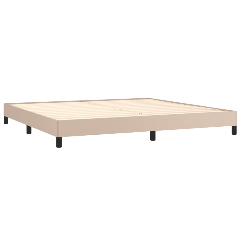 vidaXL Κρεβάτι Boxspring με Στρώμα Καπουτσίνο 200x200εκ.από Συνθ.Δέρμα
