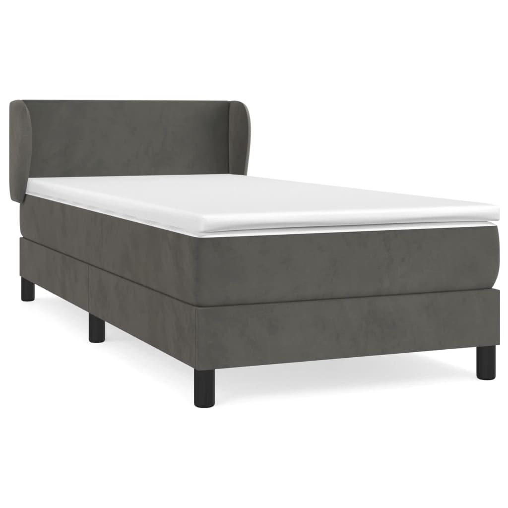 vidaXL Κρεβάτι Boxspring με Στρώμα Σκούρο Γκρι 80x200 εκ. Βελούδινο