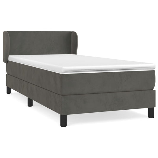 vidaXL Κρεβάτι Boxspring με Στρώμα Σκούρο Γκρι 100x200 εκ. Βελούδινο