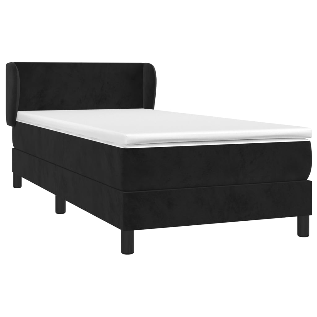 vidaXL Κρεβάτι Boxspring με Στρώμα Μαύρο 100x200 εκ. Βελούδινο