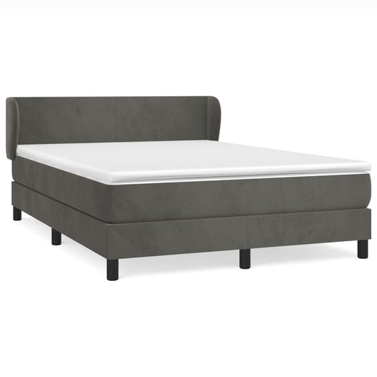 vidaXL Κρεβάτι Boxspring με Στρώμα Σκούρο Γκρι 140x190 εκ. Βελούδινο
