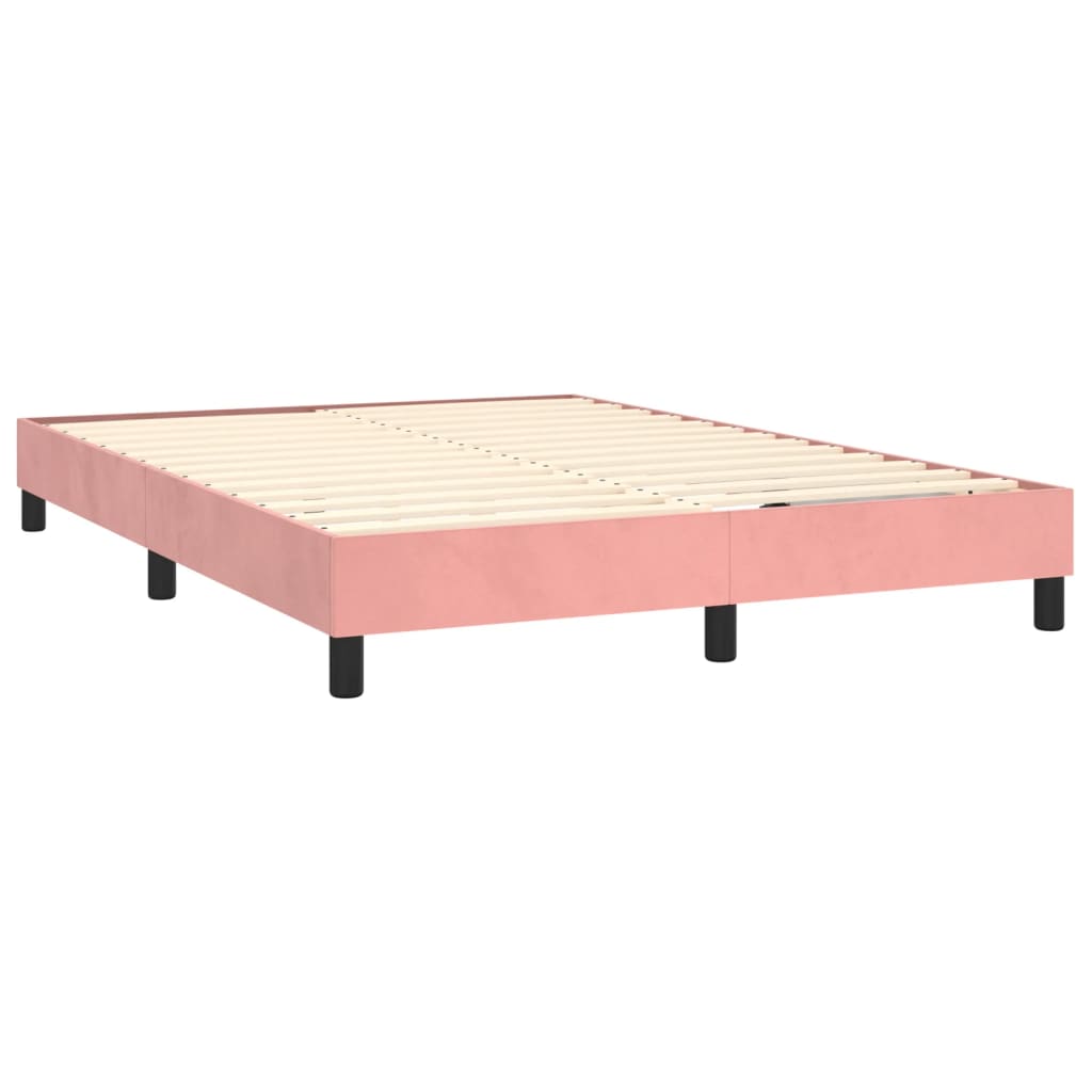 vidaXL Κρεβάτι Boxspring με Στρώμα Ροζ 140x190 εκ. Βελούδινο