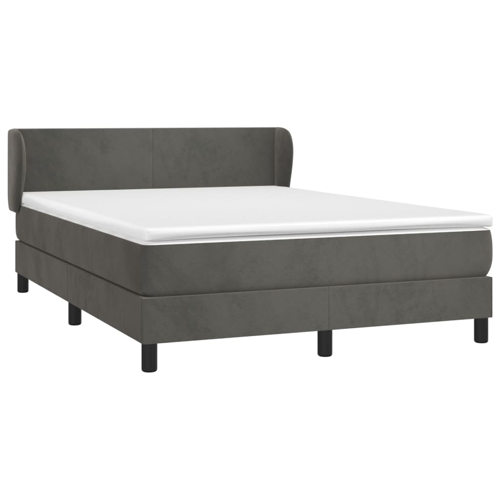 vidaXL Κρεβάτι Boxspring με Στρώμα Σκούρο Γκρι 140x200 εκ. Βελούδινο