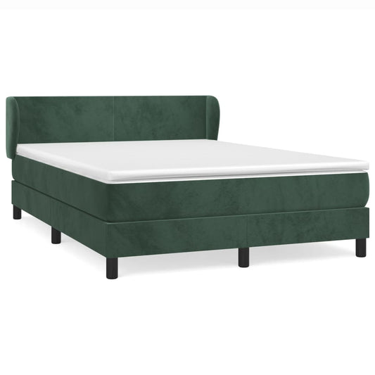 vidaXL Κρεβάτι Boxspring με Στρώμα Σκούρο Πράσινο 140x200εκ. Βελούδινο