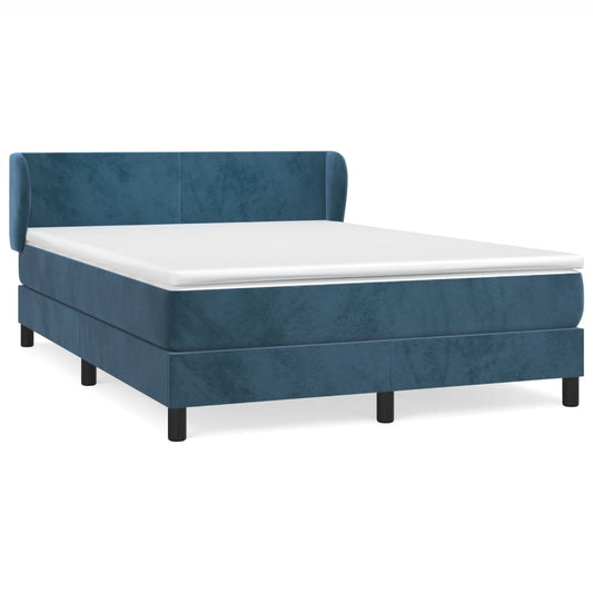 vidaXL Κρεβάτι Boxspring με Στρώμα Σκούρο Μπλε 140x200 εκ. Βελούδινο