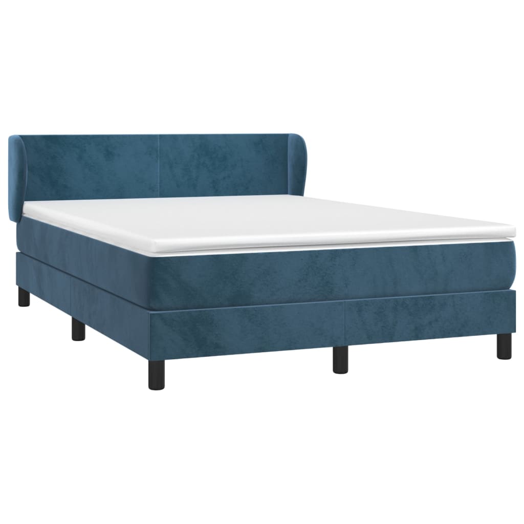 vidaXL Κρεβάτι Boxspring με Στρώμα Σκούρο Μπλε 140x200 εκ. Βελούδινο