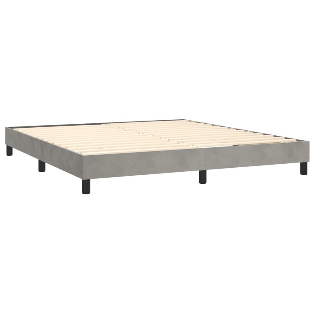vidaXL Κρεβάτι Boxspring με Στρώμα Ανοιχτό Γκρι 160x200 εκ. Βελούδινο