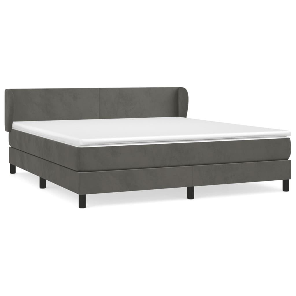 vidaXL Κρεβάτι Boxspring με Στρώμα Σκούρο Γκρι 160x200 εκ. Βελούδινο