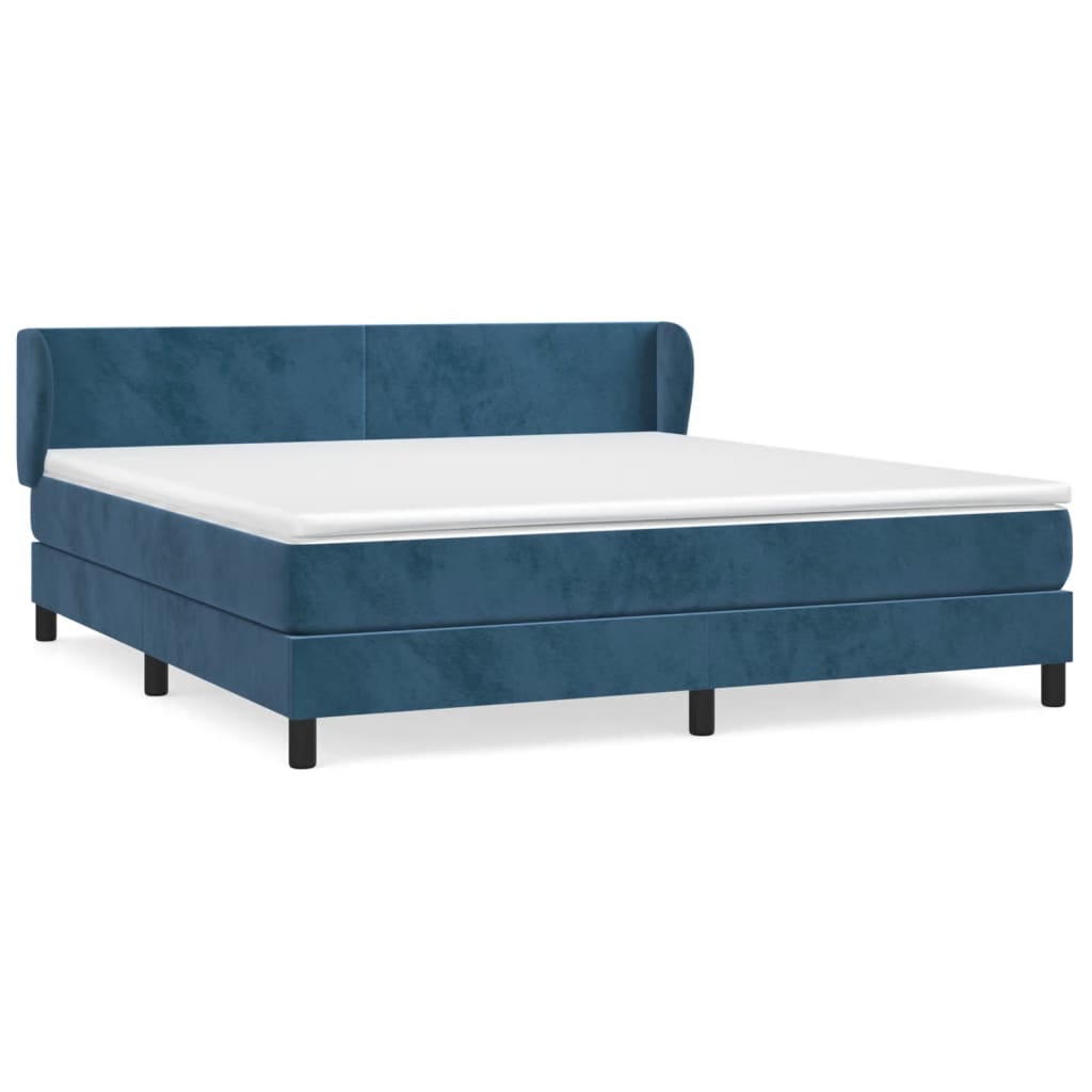 vidaXL Κρεβάτι Boxspring με Στρώμα Σκούρο Μπλε 160x200 εκ. Βελούδινο