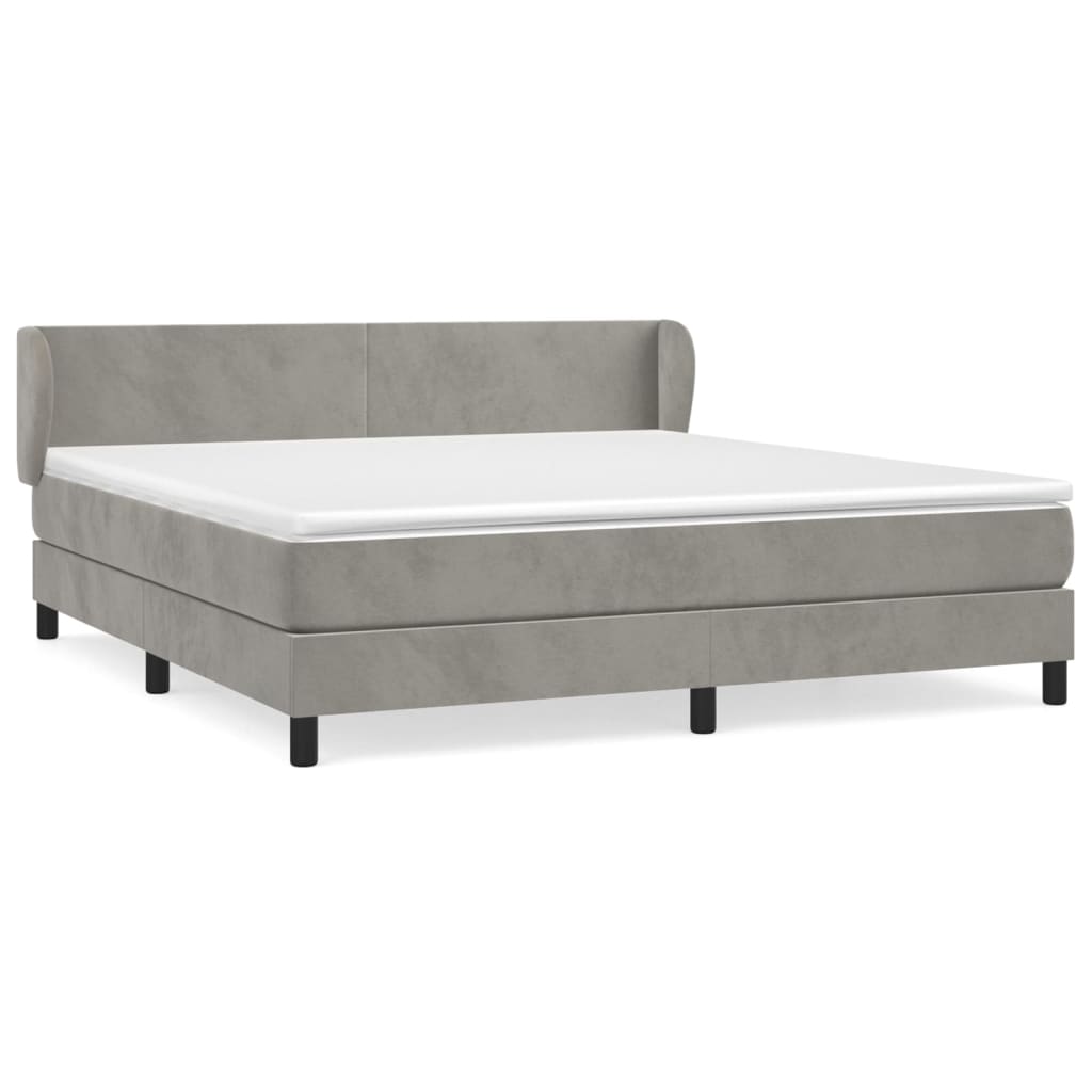 vidaXL Κρεβάτι Boxspring με Στρώμα Ανοιχτό Γκρι 180x200 εκ. Βελούδινο