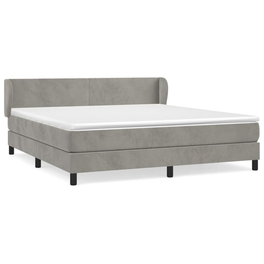 vidaXL Κρεβάτι Boxspring με Στρώμα Ανοιχτό Γκρι 180x200 εκ. Βελούδινο