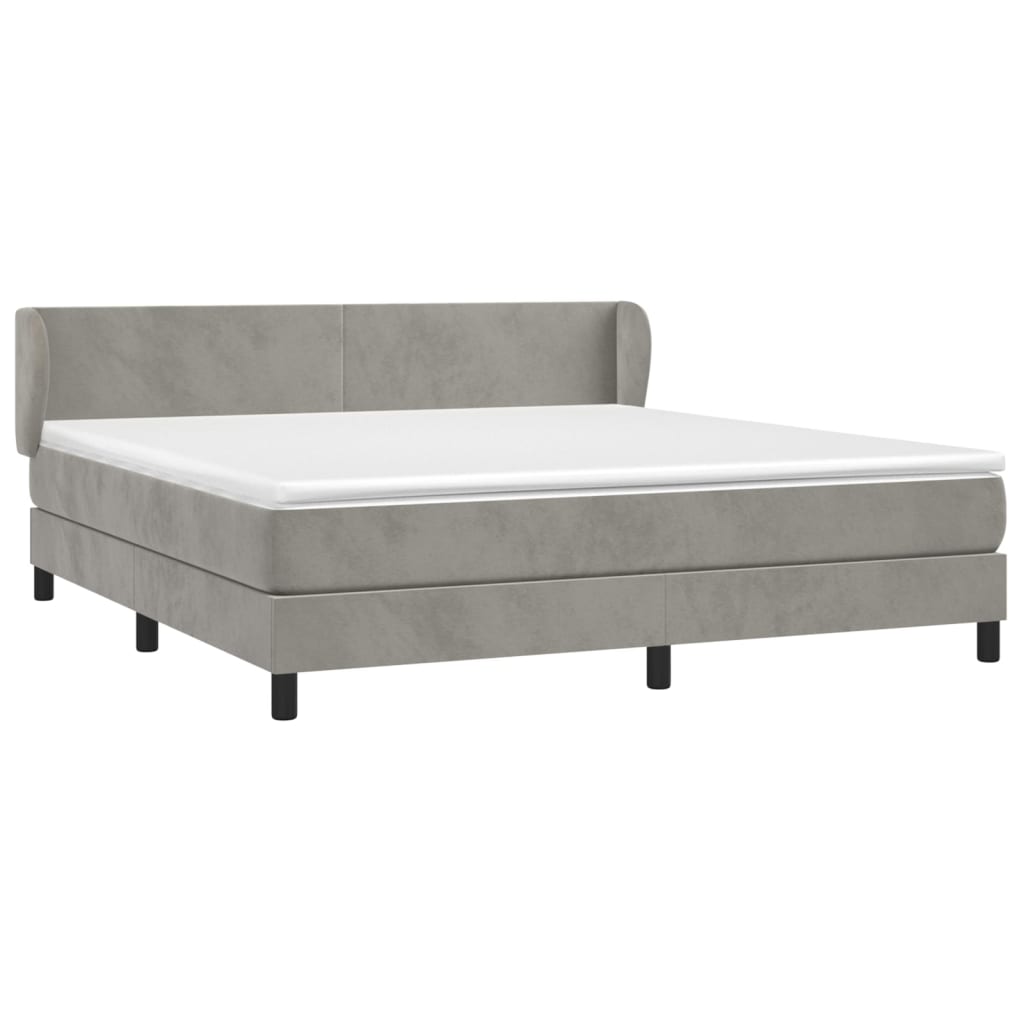 vidaXL Κρεβάτι Boxspring με Στρώμα Ανοιχτό Γκρι 180x200 εκ. Βελούδινο