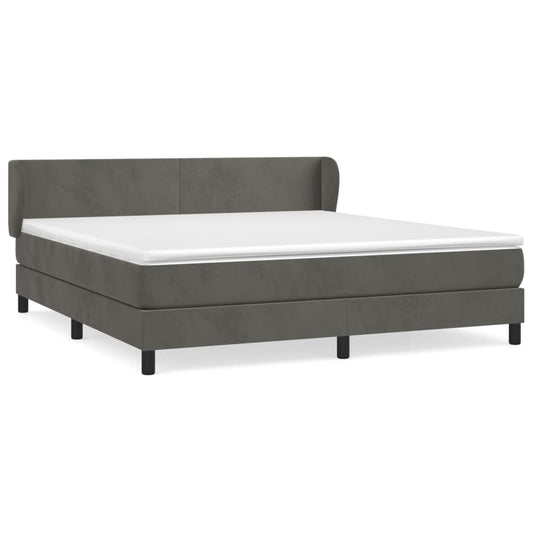 vidaXL Κρεβάτι Boxspring με Στρώμα Σκούρο Γκρι 180x200 εκ. Βελούδινο