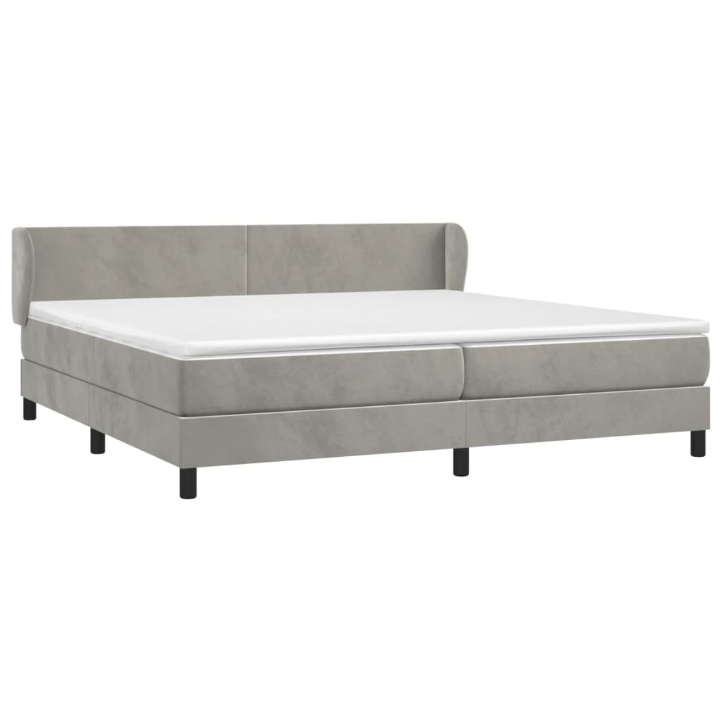vidaXL Κρεβάτι Boxspring με Στρώμα Ανοιχτό Γκρι 200x200 εκ. Βελούδινο