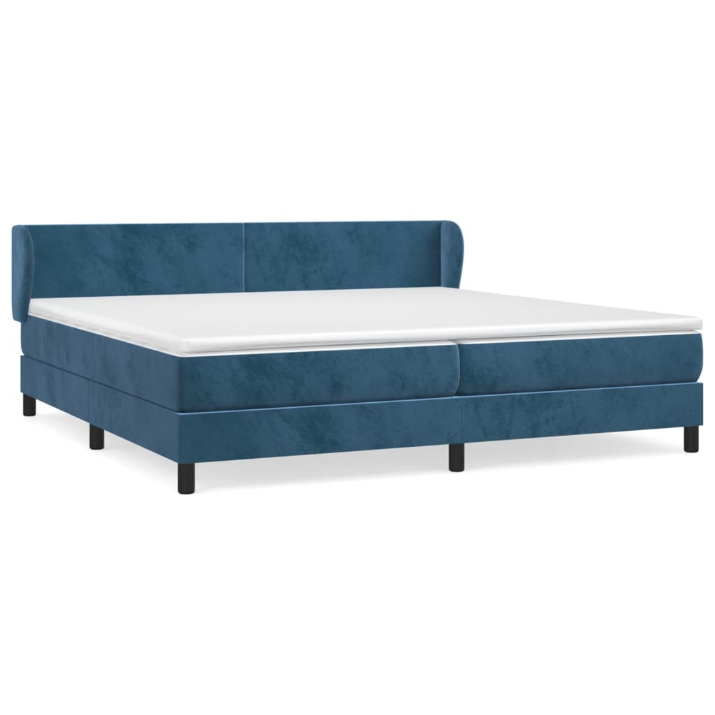 vidaXL Κρεβάτι Boxspring με Στρώμα Σκούρο Μπλε 200x200 εκ. Βελούδινο