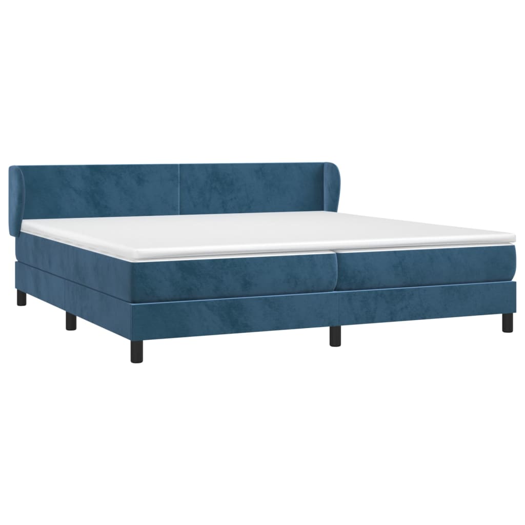 vidaXL Κρεβάτι Boxspring με Στρώμα Σκούρο Μπλε 200x200 εκ. Βελούδινο