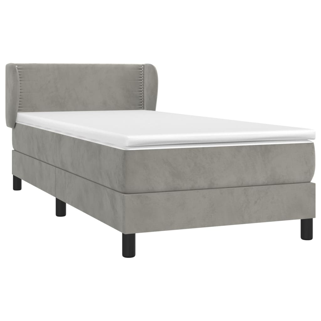 vidaXL Κρεβάτι Boxspring με Στρώμα Ανοιχτό Γκρι 80x200 εκ. Βελούδινο