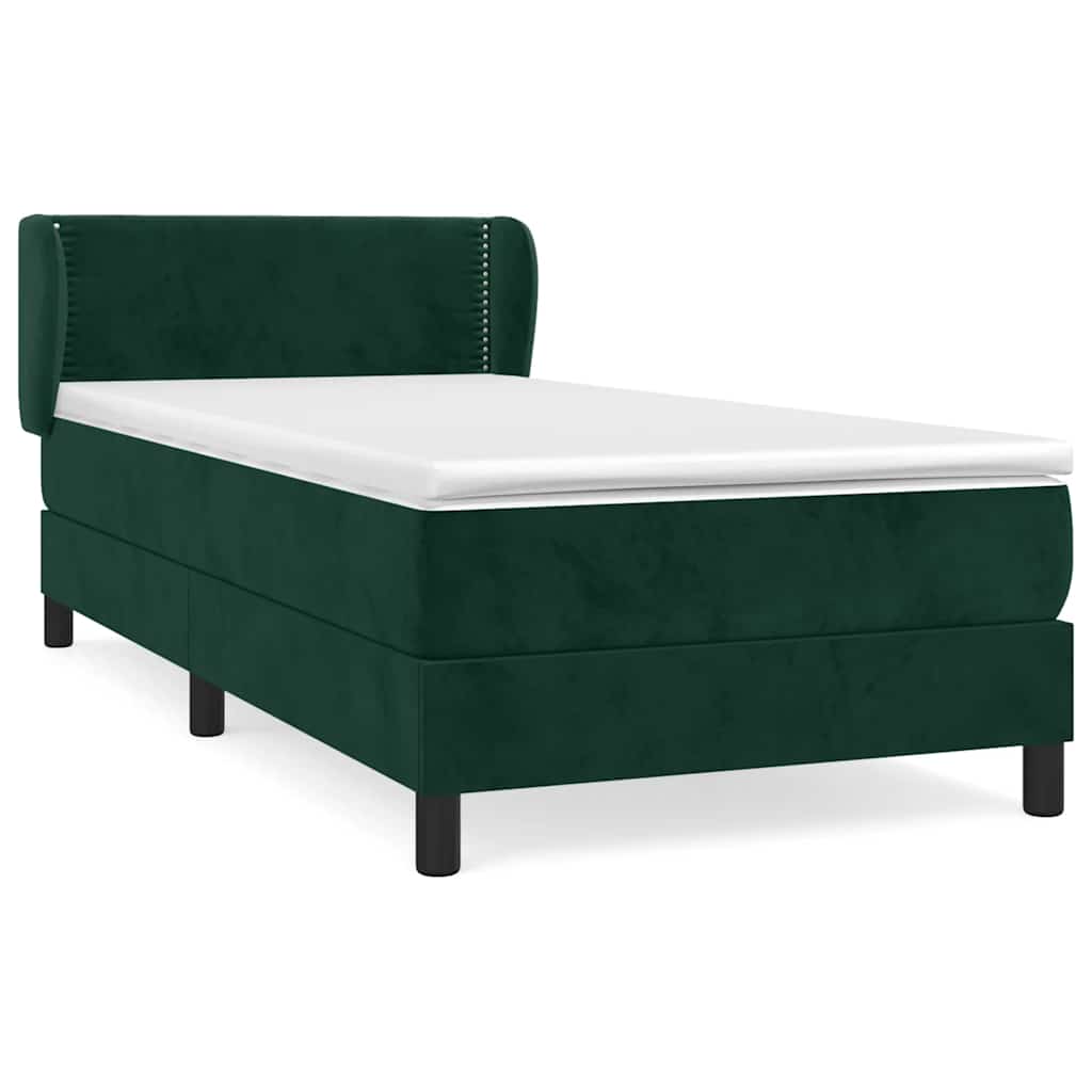 vidaXL Κρεβάτι Boxspring με Στρώμα Σκούρο Πράσινο 80x200 εκ. Βελούδινο