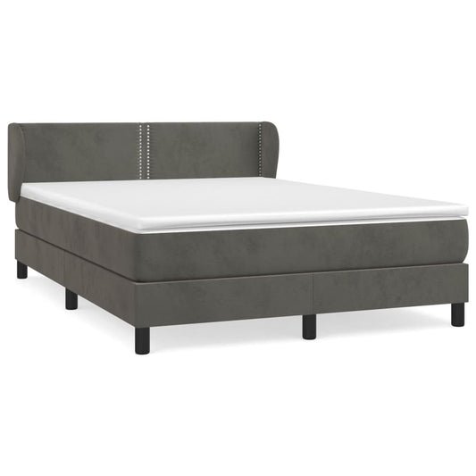 vidaXL Κρεβάτι Boxspring με Στρώμα Σκούρο Γκρι 140x200 εκ. Βελούδινο