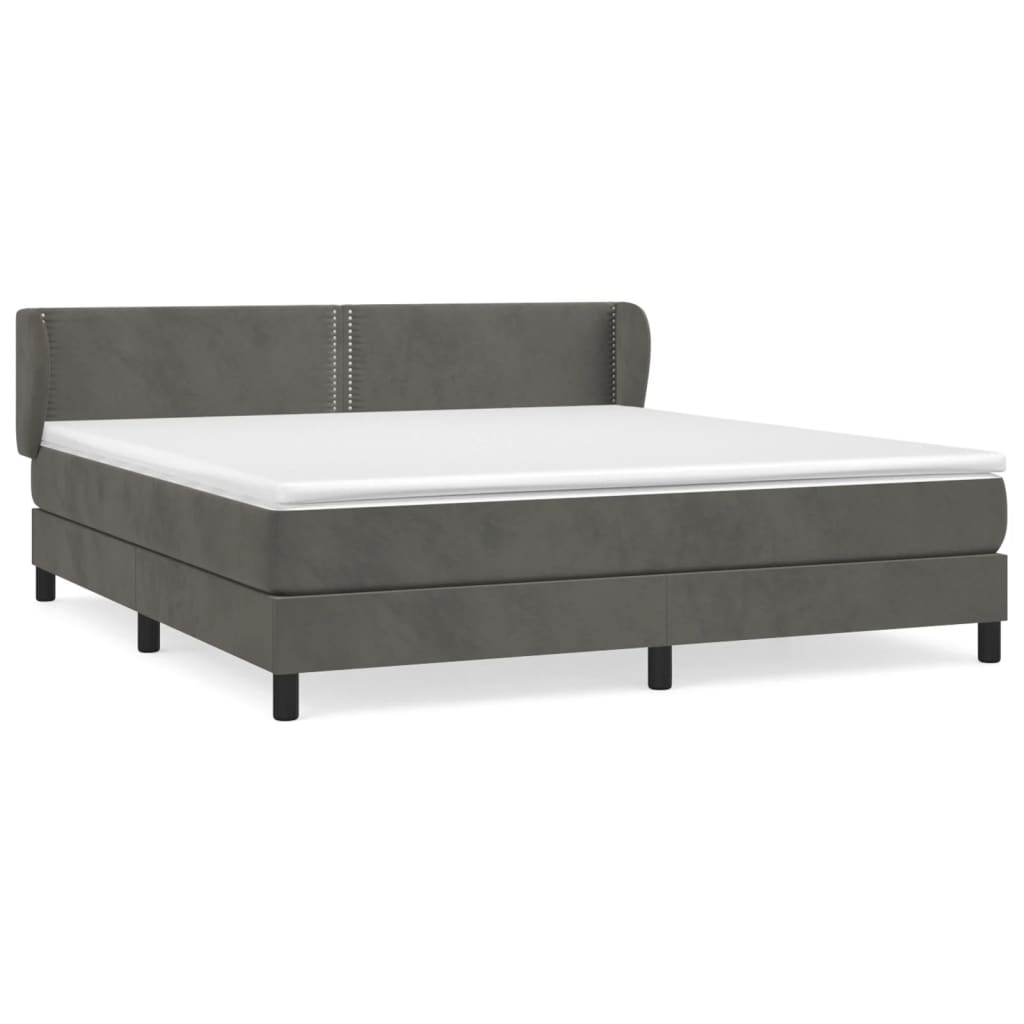 vidaXL Κρεβάτι Boxspring με Στρώμα Σκούρο Γκρι 160x200 εκ. Βελούδινο