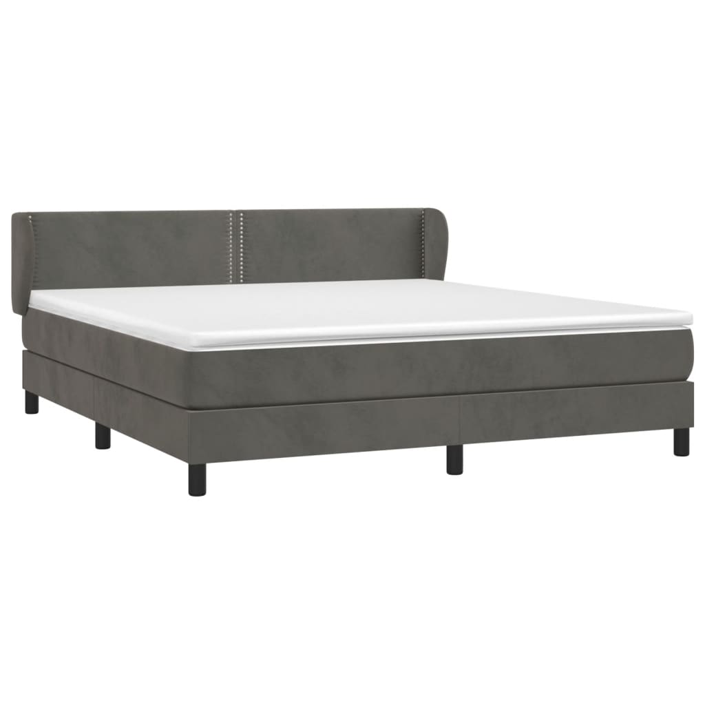 vidaXL Κρεβάτι Boxspring με Στρώμα Σκούρο Γκρι 160x200 εκ. Βελούδινο