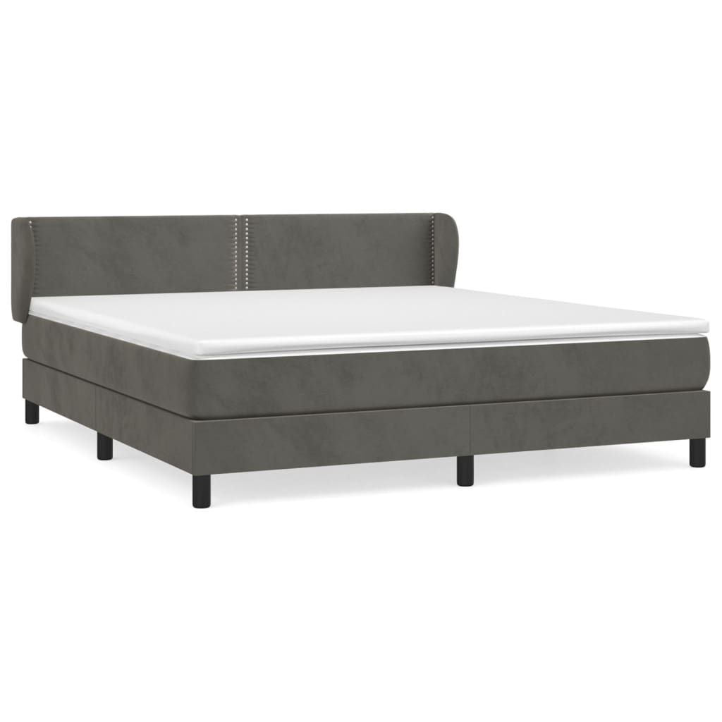 vidaXL Κρεβάτι Boxspring με Στρώμα Σκούρο Γκρι 180x200 εκ. Βελούδινο