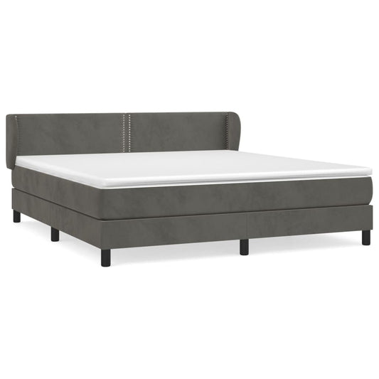 vidaXL Κρεβάτι Boxspring με Στρώμα Σκούρο Γκρι 180x200 εκ. Βελούδινο