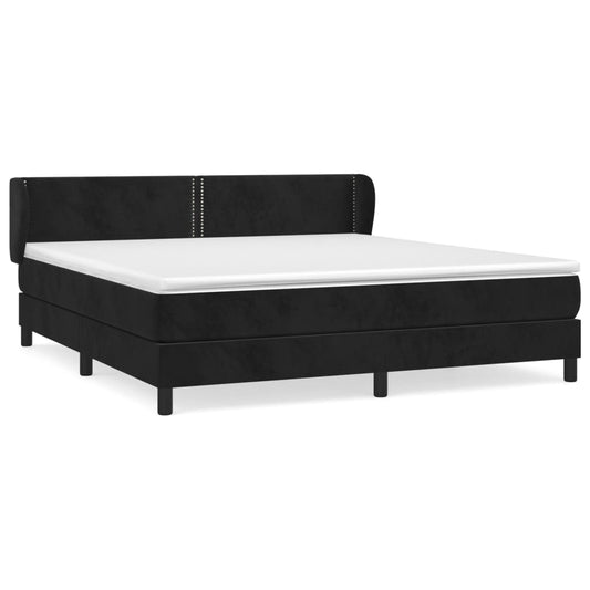 vidaXL Κρεβάτι Boxspring με Στρώμα Μαύρο 180x200 εκ. Βελούδινο