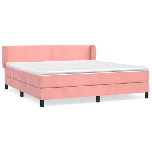 vidaXL Κρεβάτι Boxspring με Στρώμα Ροζ 180x200 εκ. Βελούδινο