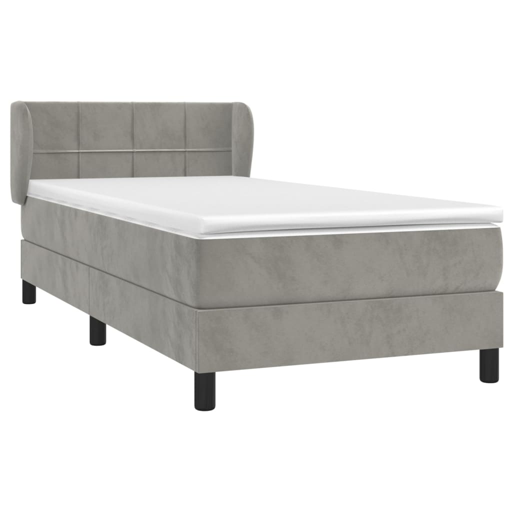 vidaXL Κρεβάτι Boxspring με Στρώμα Ανοιχτό Γκρι 80x200 εκ. Βελούδινο