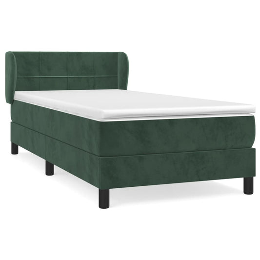 vidaXL Κρεβάτι Boxspring με Στρώμα Σκούρο Πράσινο 80x200 εκ. Βελούδινο