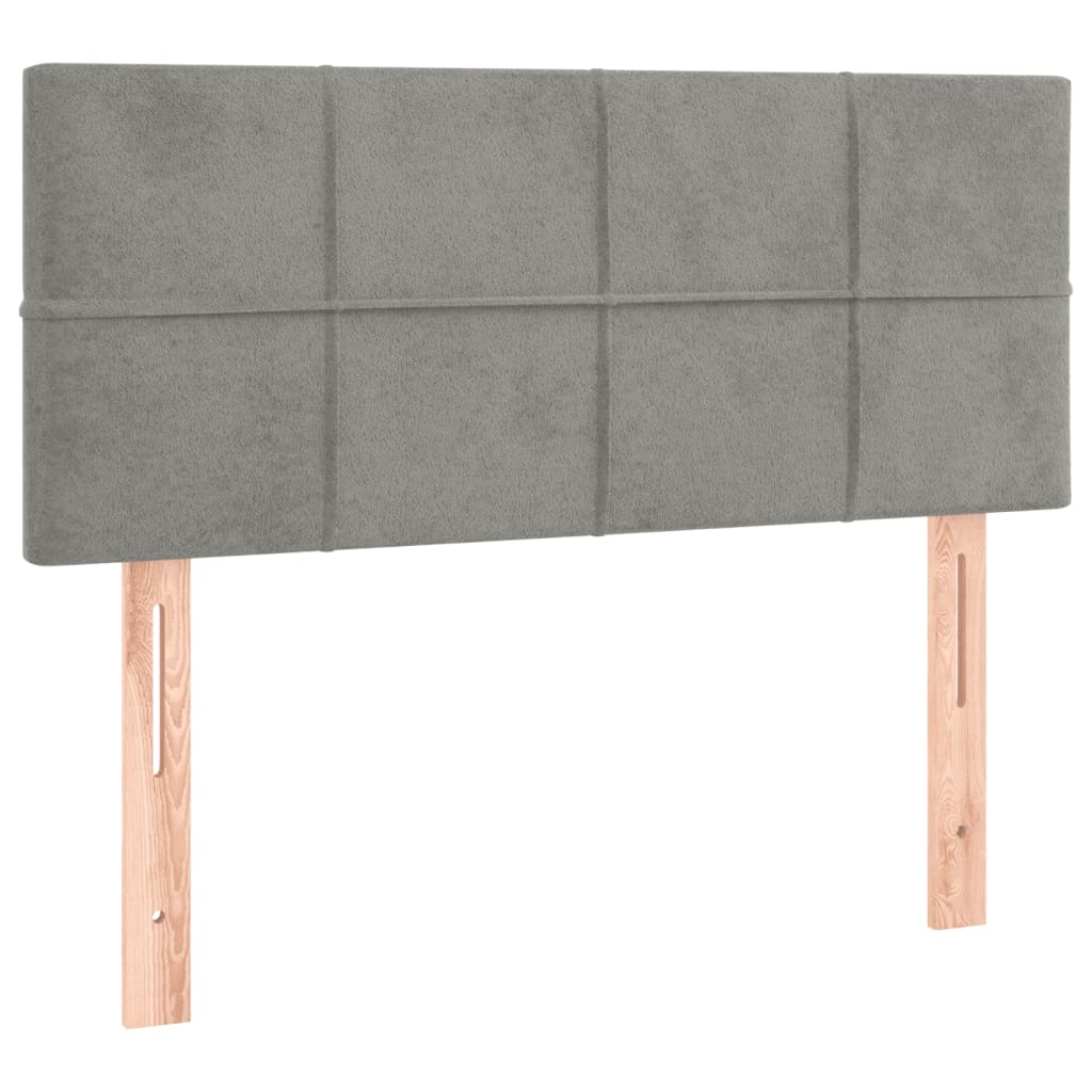 vidaXL Κρεβάτι Boxspring με Στρώμα Ανοιχτό Γκρι 90x200 εκ. Βελούδινο