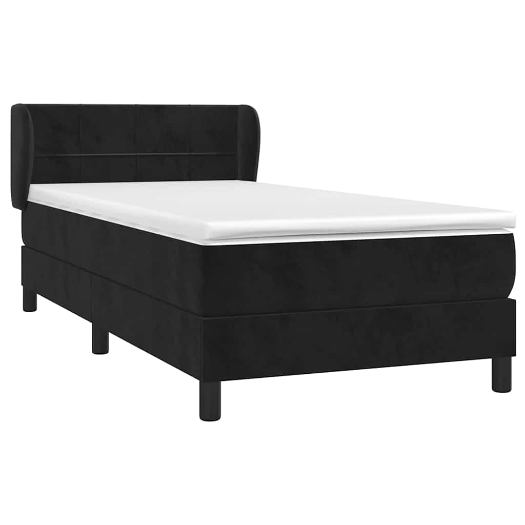 vidaXL Κρεβάτι Boxspring με Στρώμα Μαύρο 100x200 εκ. Βελούδινο