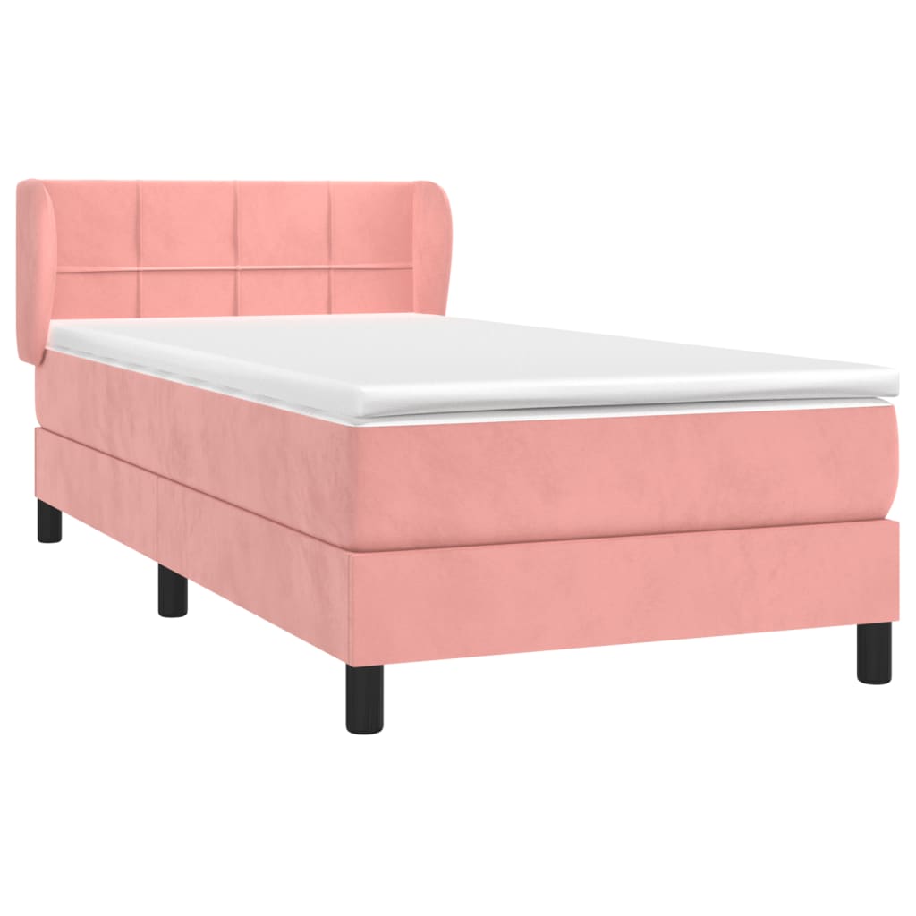 vidaXL Κρεβάτι Boxspring με Στρώμα Ροζ 100x200 εκ. Βελούδινο
